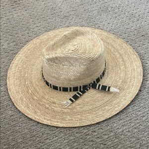Brixton Natural Straw Hat with Black Striped Band